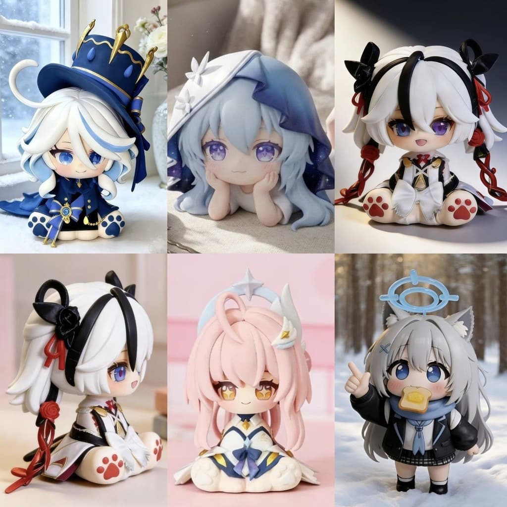 Figuras De Anime Versão Q : Genshin Impact & Wuthering Waves Camellya Furina Shiroko Shorekeeper Brinquedos Colecionávei