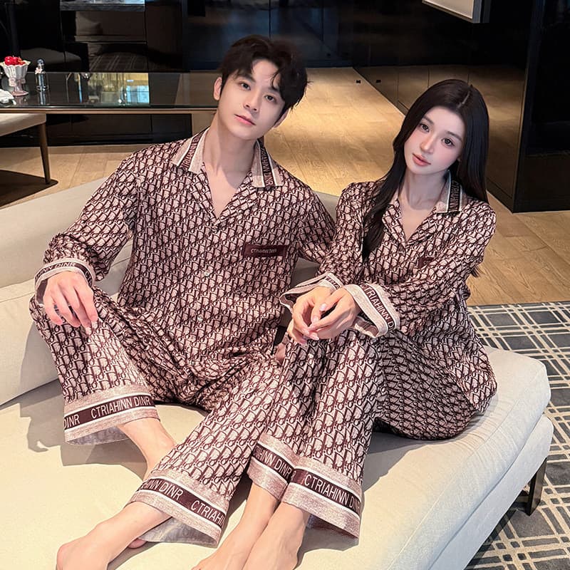 Pijamas masculinos pijamas de seda gelo pijamas masculinos verão fino espinha de peixe padrão impressão completa em form