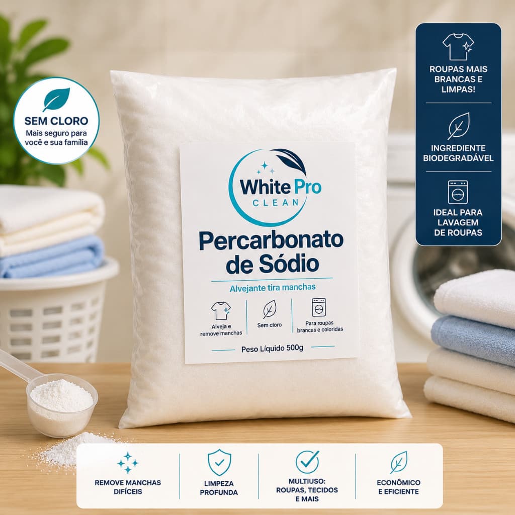Percarbonato de Sódio 100% Puro Limpeza Em Geral Tira Manchas Roupas Brancas