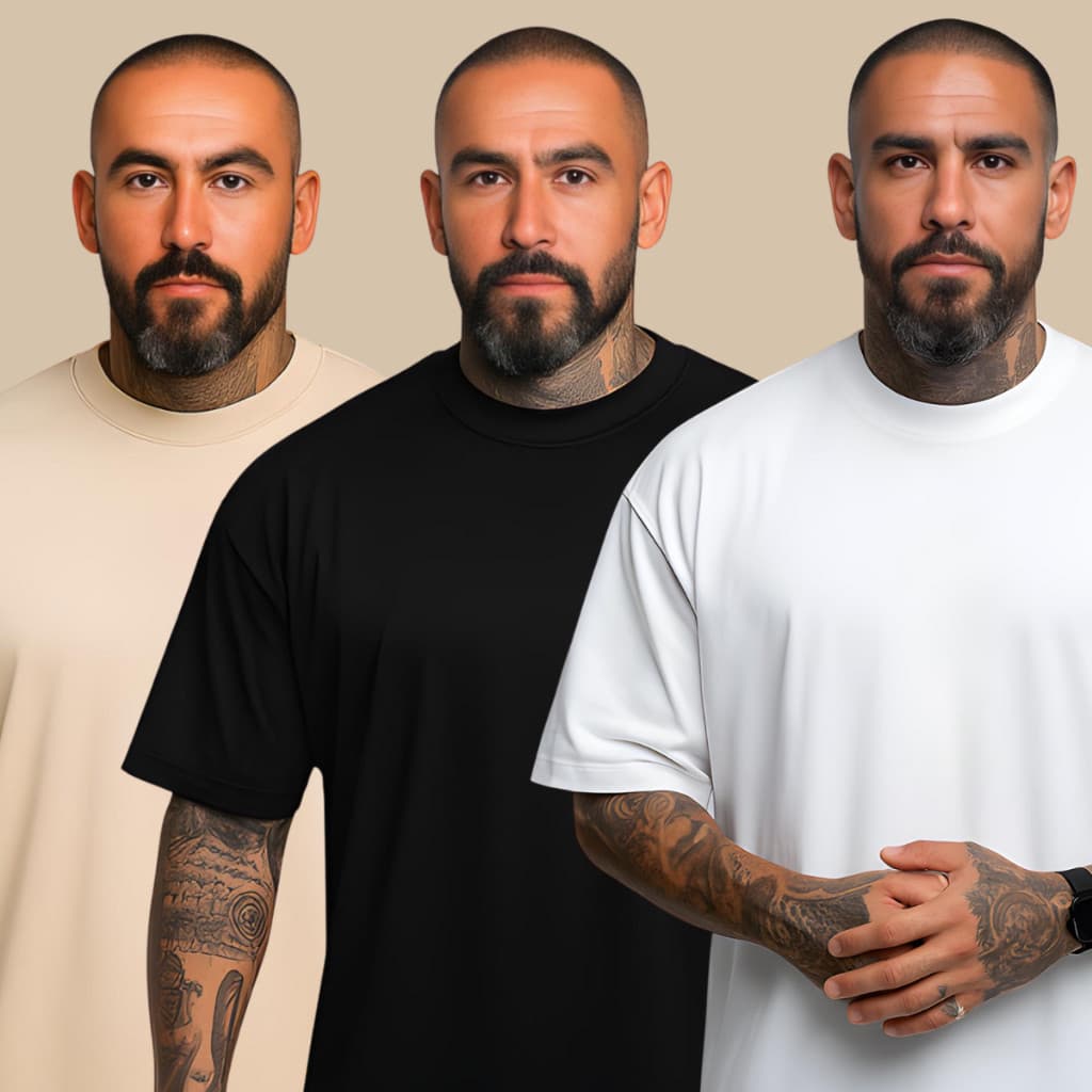 Kit 3 Camiseta Lisa Oversized Masculina Algodão