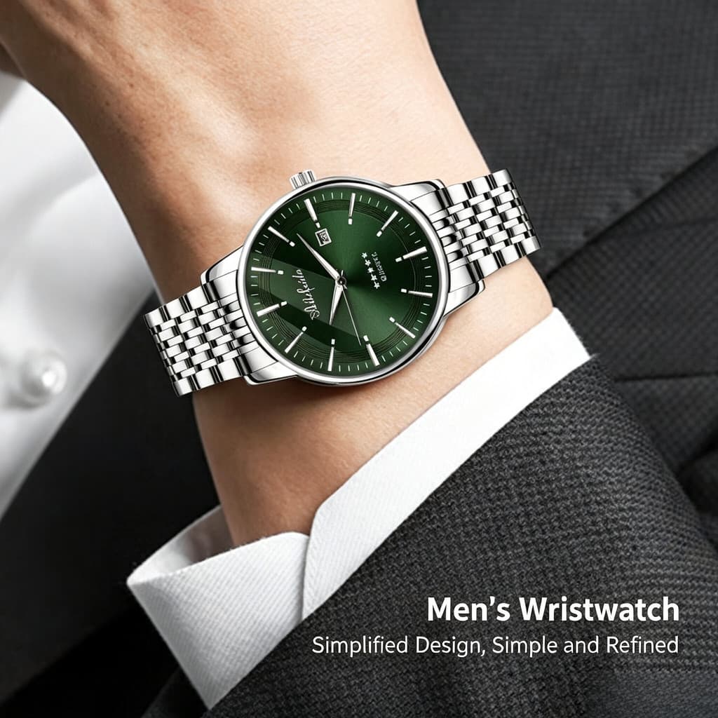 Relógio Masculino de Quartzo Oco Estilo Almirante Cinco Estrelas Clássico, Luminoso com Calendário e Resistente à Água