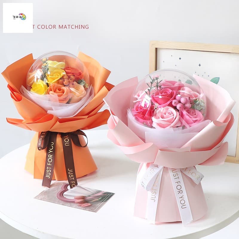 Buquê De Flores De Sabão Rose Wave Ball-Presente De Arte Floral Perfumado Para O Dia Dos Namorados