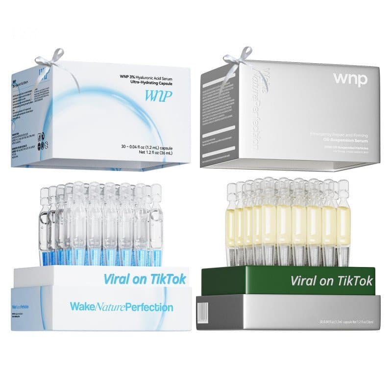 Conjunto de Séruns de Reparação de Emergência WNP: Sérum Ultra Hidratante 3% com Ácido Hialurônico 4D, Sérum Firmador em