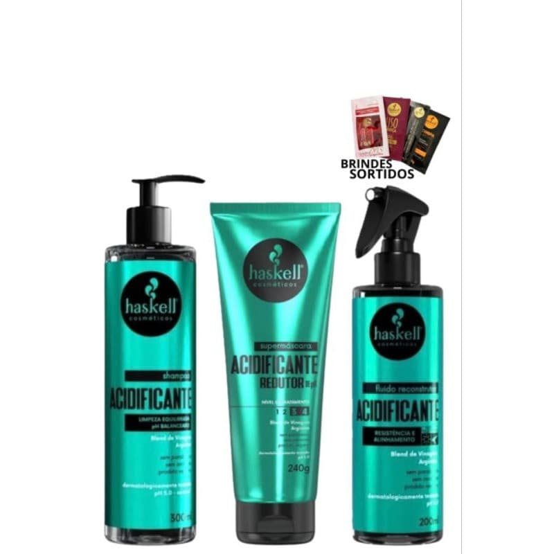 Kit Acidificante Haskell Supermáscara 240g + Shampoo 300ml + Fluido 200ml