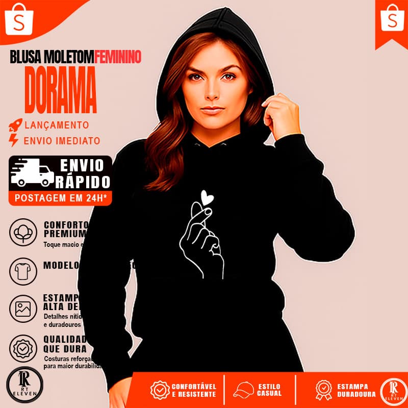 Moletom Feminino e Masculino Blusa de Frio Canguru Unissex Mão Coreana Estampado Com bolso e capuz linha premium Ref 389