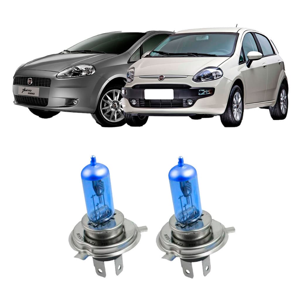 Par de Lâmpadas Super Branca Farol Punto 2008 2009 2010 2011 2012 2013 2014 2015 2016 2017 8500k H4