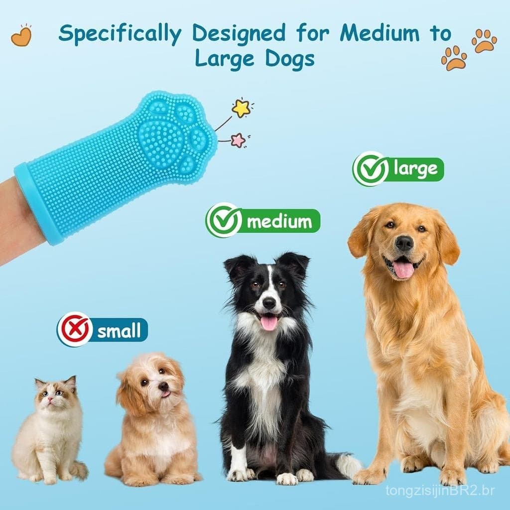 Kit com 4 Escovas de Dentes de Silicone para Cães, 360 °   Kit de Escovação Dental para Cães, Limpeza de Dentes de Alta