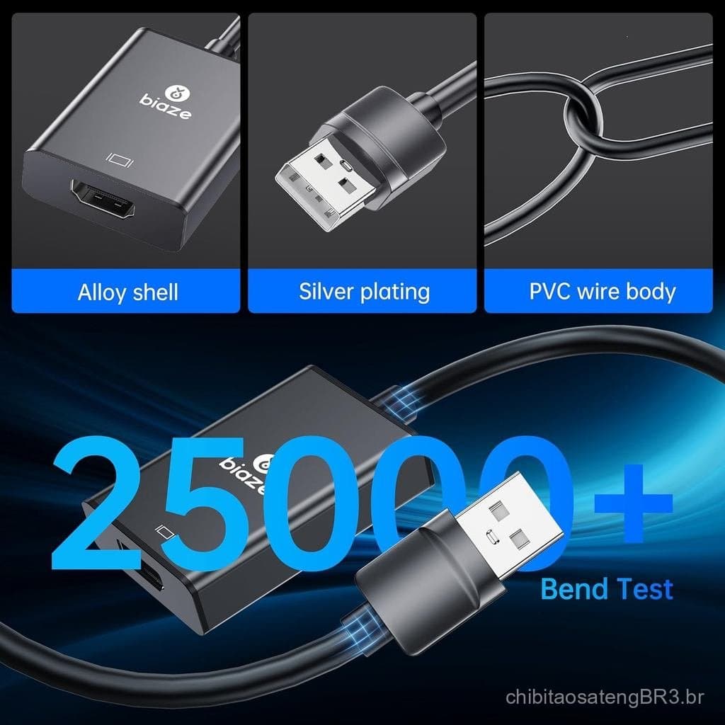 Conversor USB para HDMI, Suporta 4K@60Hz HDR, Compatível com laptops/desktops/TVs/monitores/projetores. Adaptador HDMI p