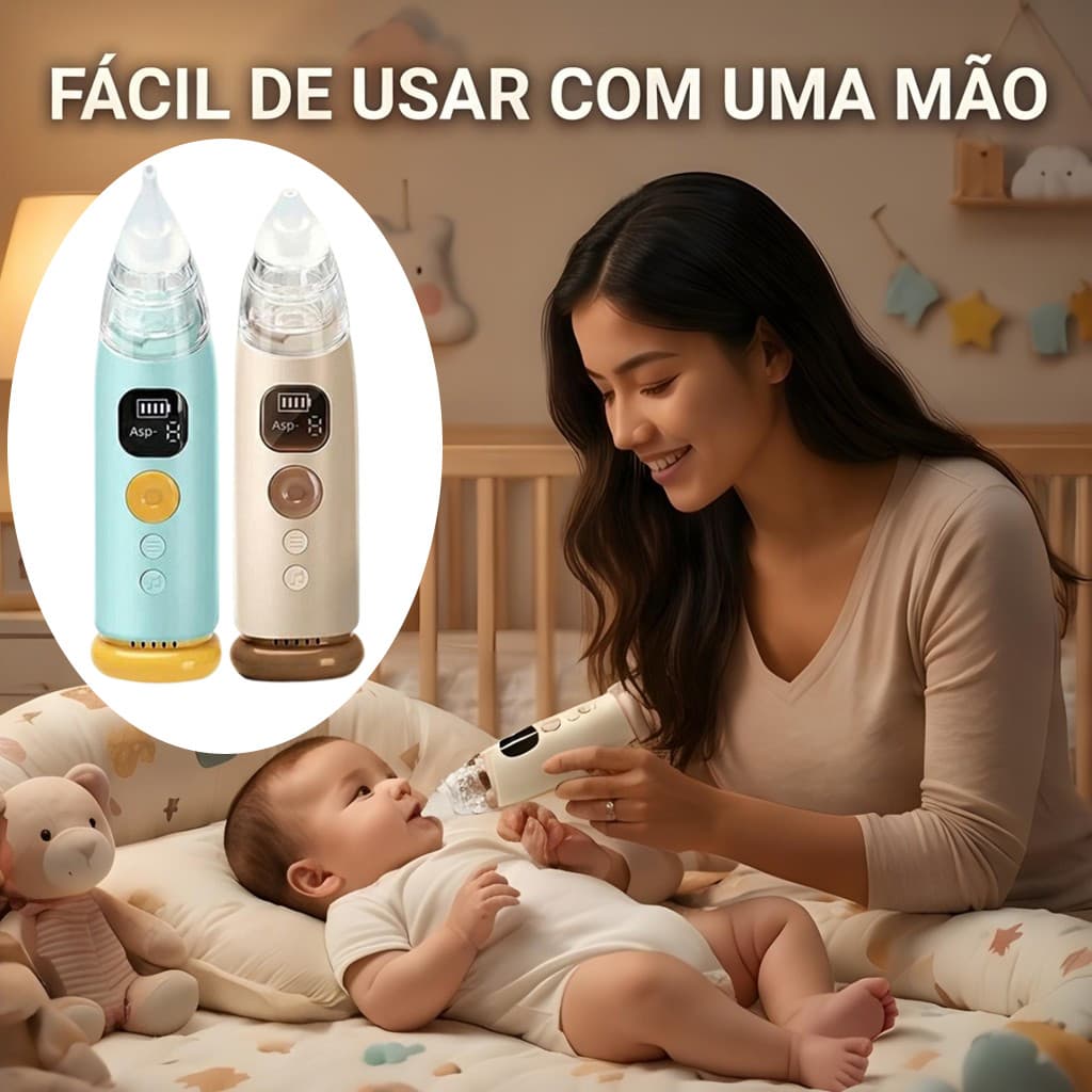 🔥 Aspirador Nasal Elétrico Bebê USB 3 Potências Silicone Hipoalergênico Portátil