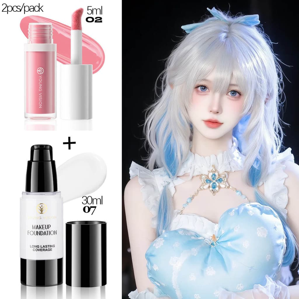 YOUNG VISION Pure White Press Base Líquida Blush Combinação Líquida cos Exposição Palco Maquiagem Show