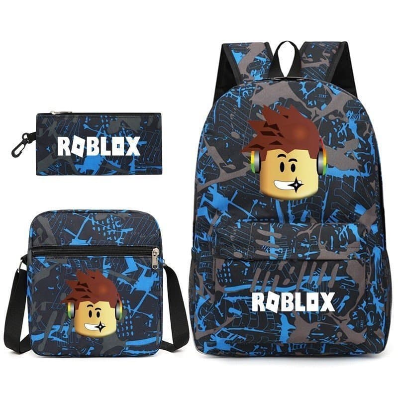 Mochila para Meninos, Conjunto de Mochila Escolar e Lancheira, Mochila Roblox para Crianças
