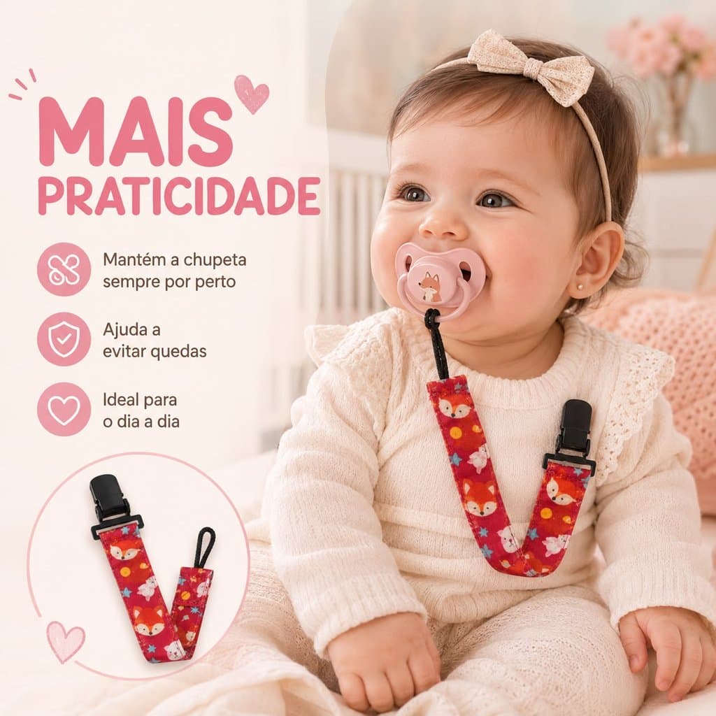 Prendedor De Chupeta Menina Menino Com Super Trava