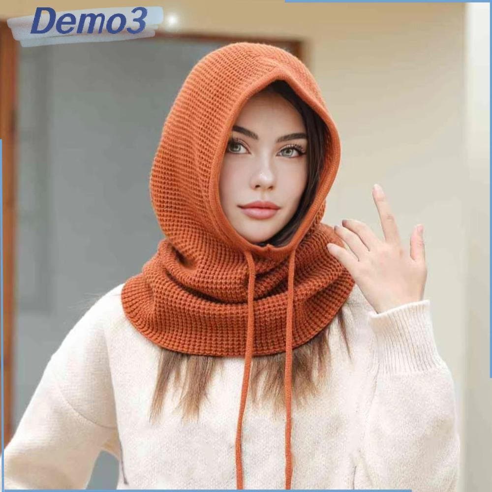 [DEMO3] Boné De Malha Com Capuz , Gorro Quente Para Proteção De Ouvido , Veludo Completo E Cordão À Prova De Vento