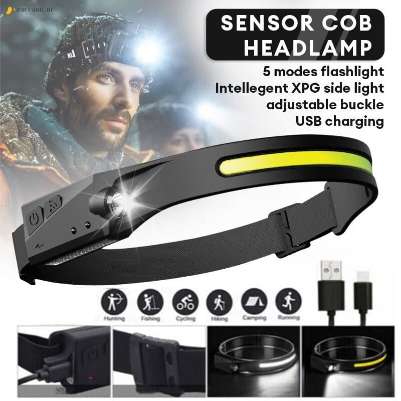 Lanterna LED Com Sensor-Recarregável Por USB Para Pesca Em Acampamento