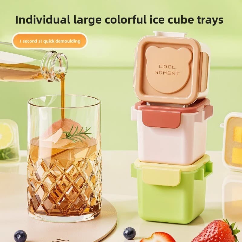 Grande molde de cubo de gelo congelado bandeja de gelo doméstico uísque grau alimentício Push tipo degelo imediato casei