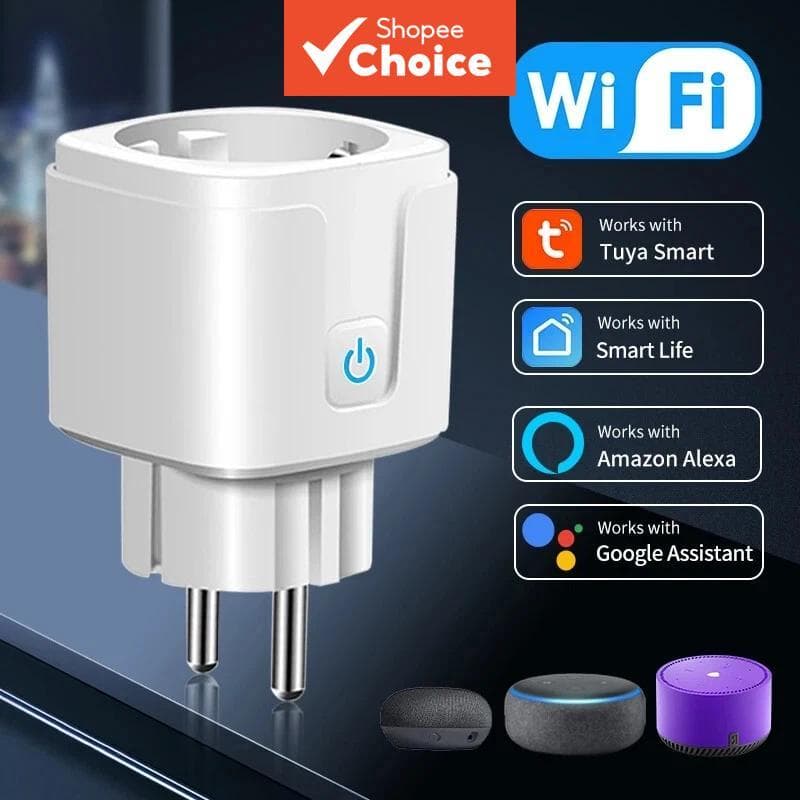 Dispositivo De Segurança Elétrica Saimili Tomada Inteligente WiFi 16A Funciona Com Tuya Ue 20A Temporizador Monitor Ener