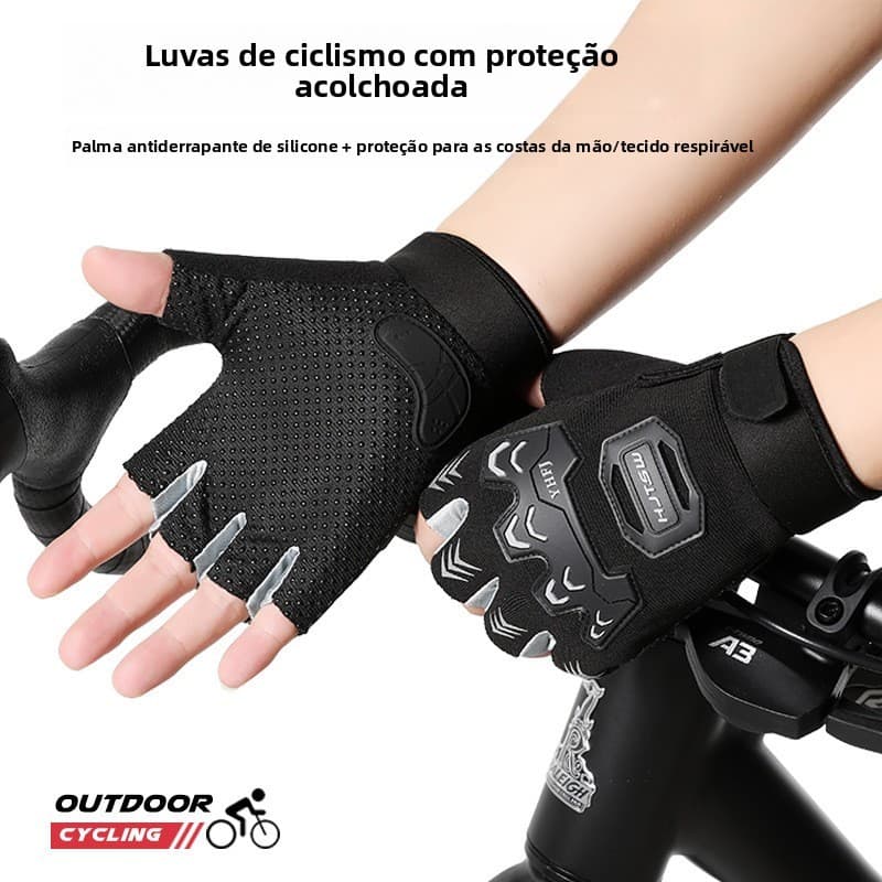 Luvas de ciclismo para esportes ao ar livre, equipamentos de fitness masculinos e femininos, treinamento de levantamento