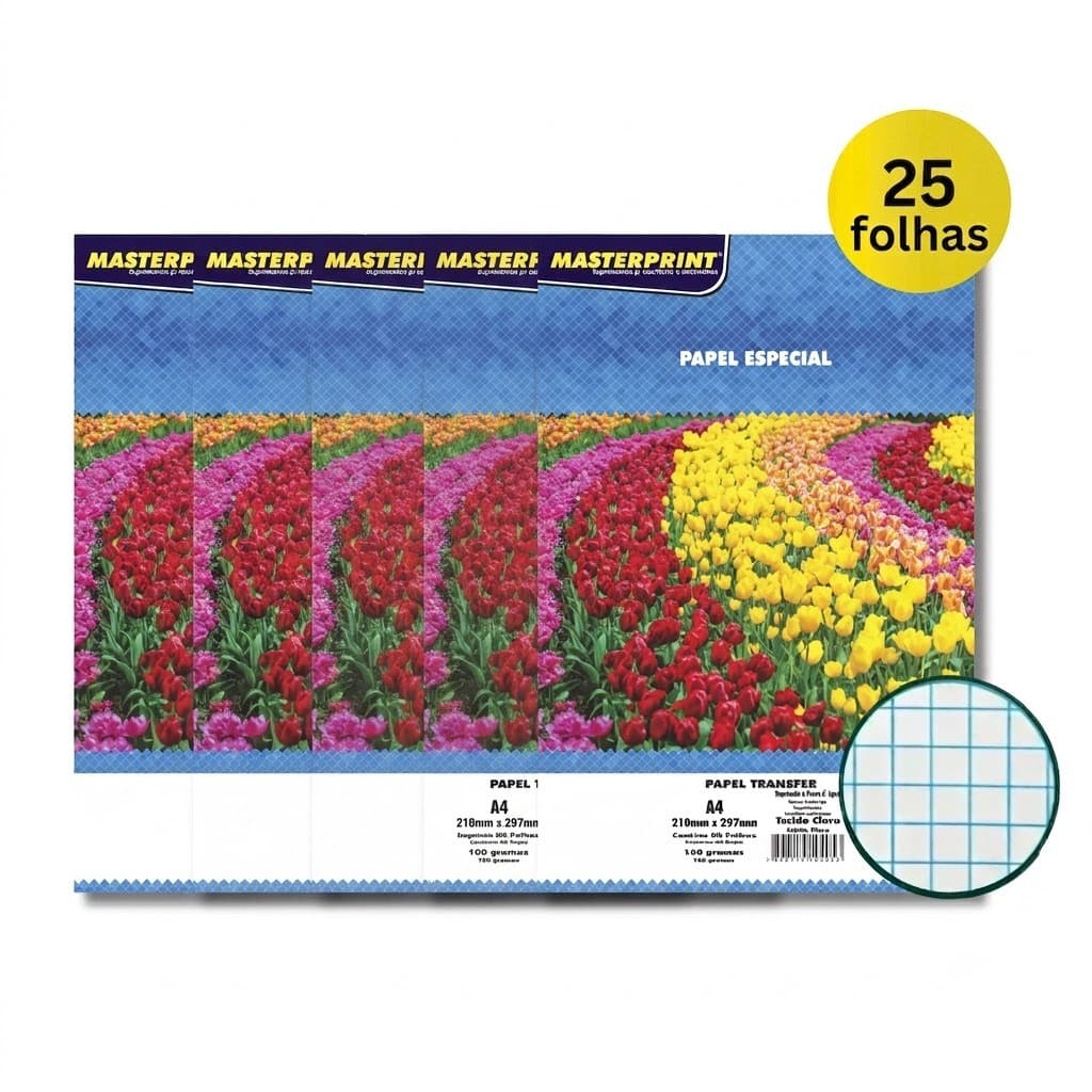 Kit Papel Transfer Tecido Claro A4 Masterprint 5x 5 Fls