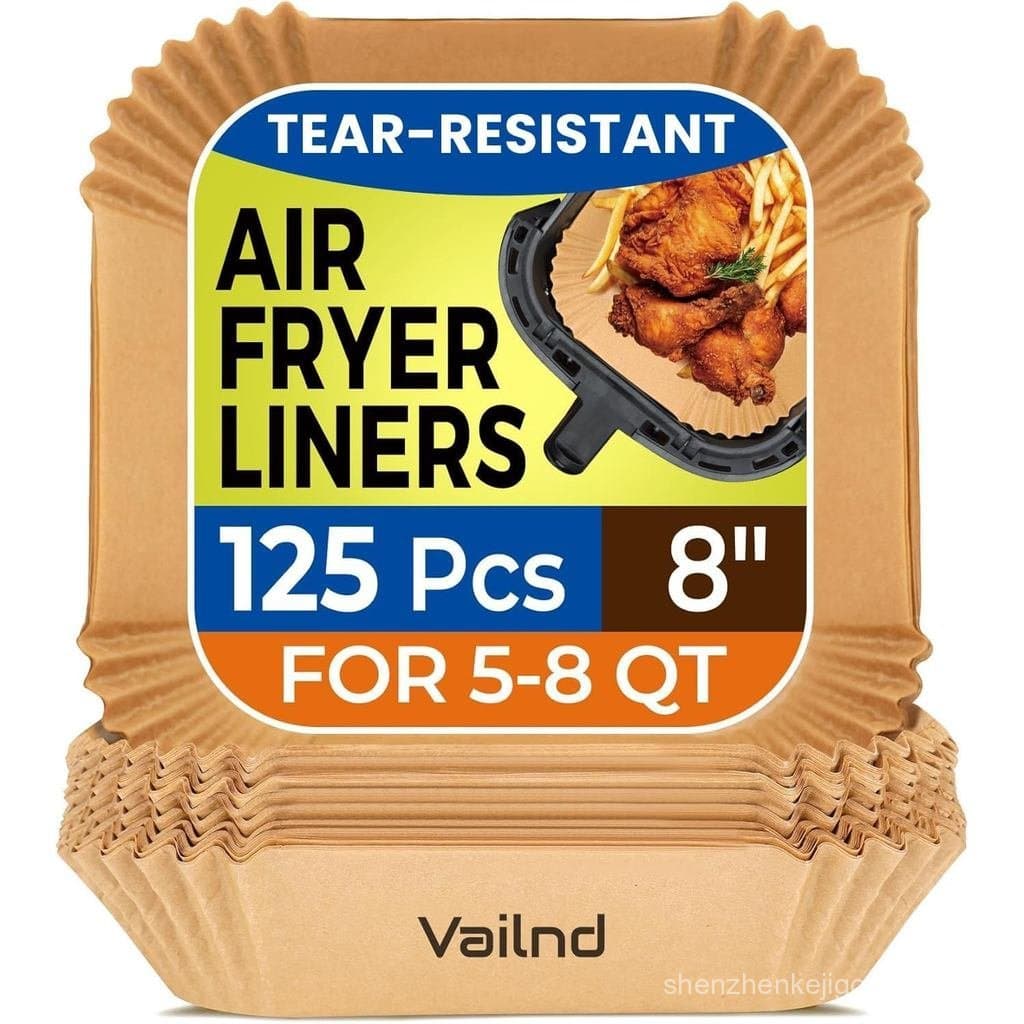 Forros de Papel para Air Fryer, 125 Peças de Papel Pergaminho, Forros Descartáveis para Air Fryer e Micro-ondas, Forro Q