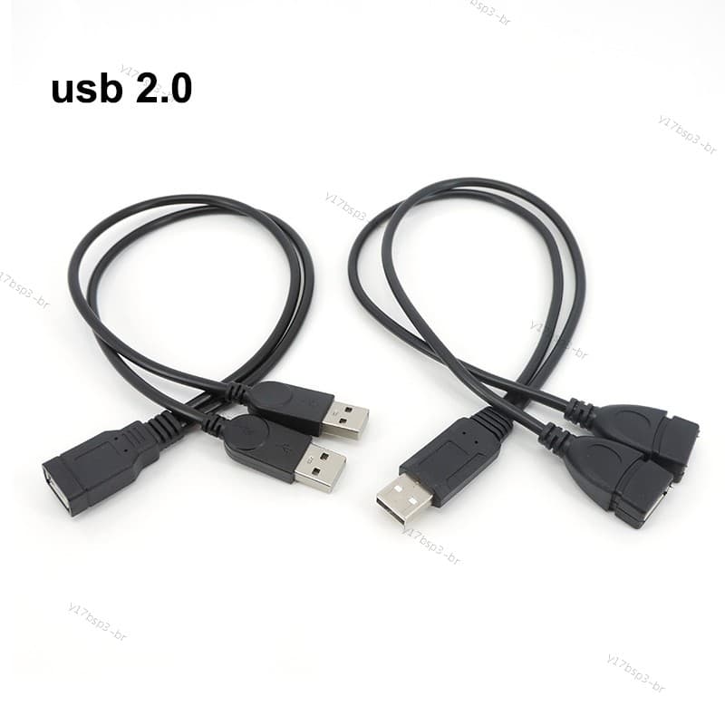 USB2.0 USD A 1 Macho Fêmea plug Para 2 Soquete USB 2.0 Cabo De Extensão Dados Adaptador De Fonte De Alimentação Converso
