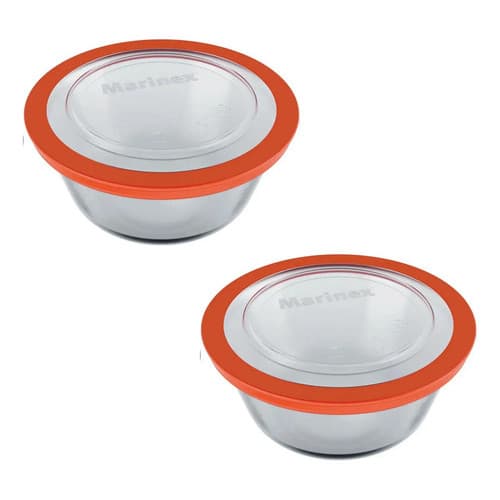 Kit 2 Tigelas Marinex Refratário Redondo Vidro Tampa 2,4L Transparente