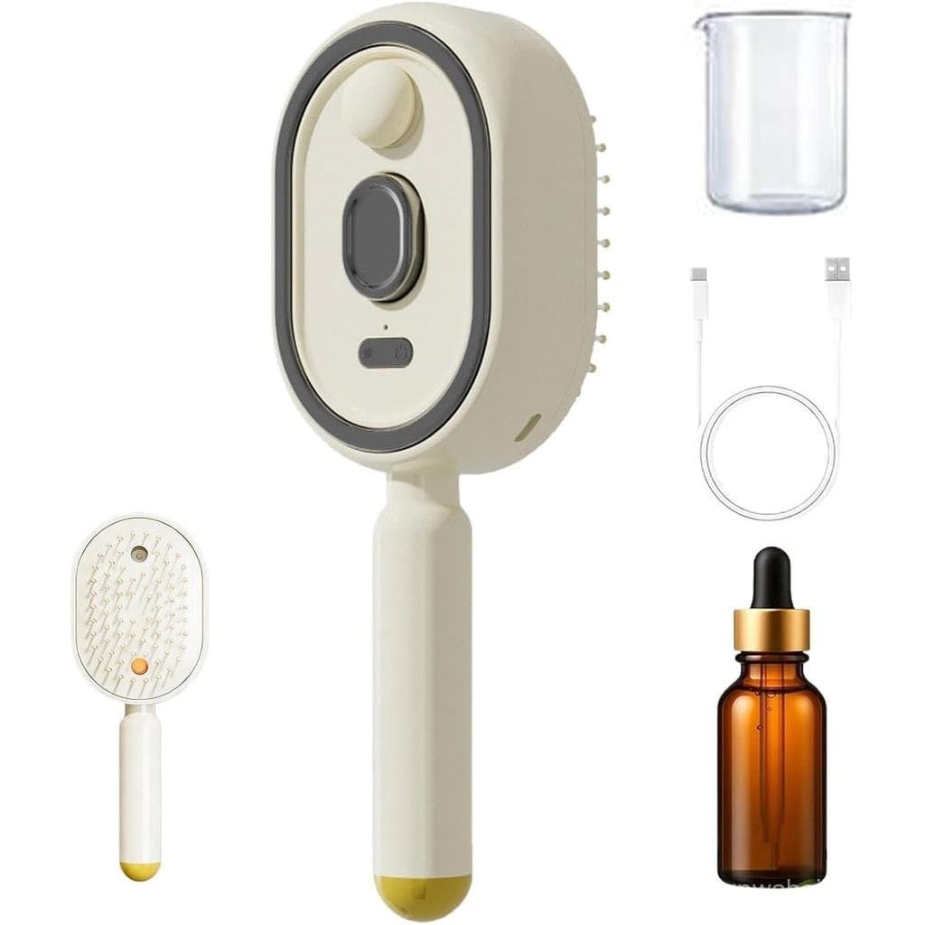 Pente de vapor recarregável, com nós resolvendo e função de alisamento, equipado com copos de óleo e copos de medição, a