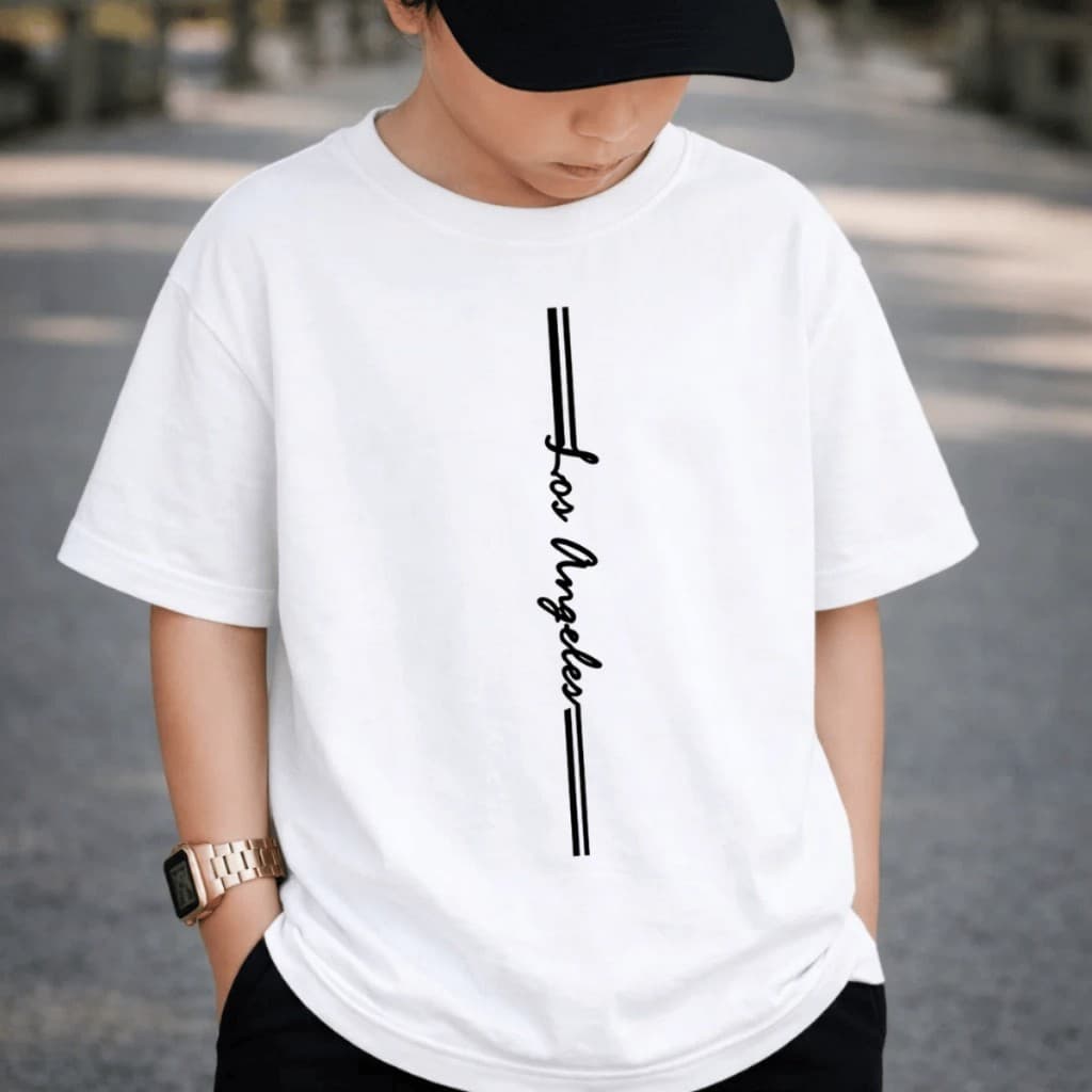 Camiseta Infantil e Juvenil 100% Algodão Premium Criança Personalizada Unissex Blusa Camisa Los Angeles