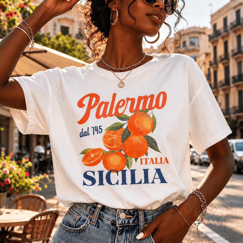 Camiseta Feminina Palermo Blusa Tropical Camisa 100% Algodão Summer Moda Verão Vintage Tendencia