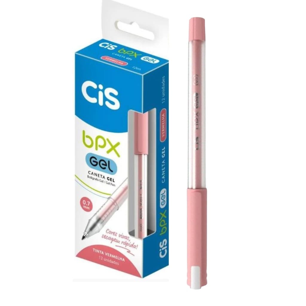 Caneta Gel Cis Vermelho BPX Ponta 0.7mm Caixa 12 un