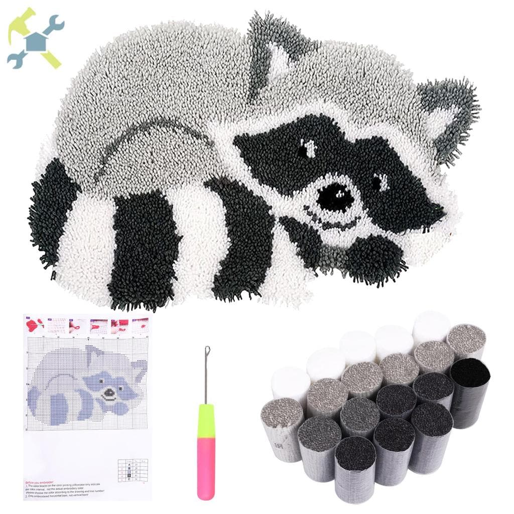 Trava Gancho Tapete Kit DIY Dos Desenhos Animados Guaxinim Padrão Artesanal Crochê Para Iniciantes SHOPCYC7966