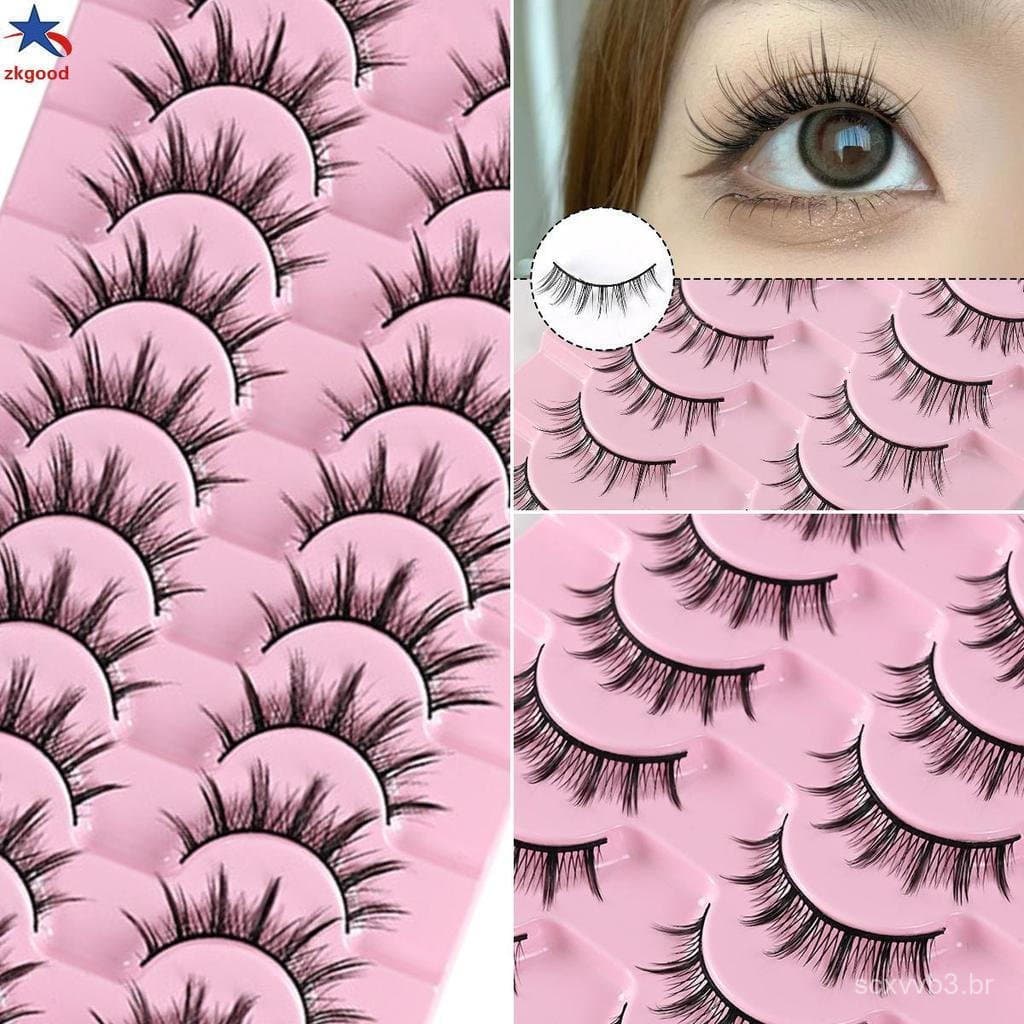 Fácil de engolir - Cílios Postiços Fluffy Cat Eye Wispy - Cílios Falsos para Maquiagem de Beleza e Cosplay