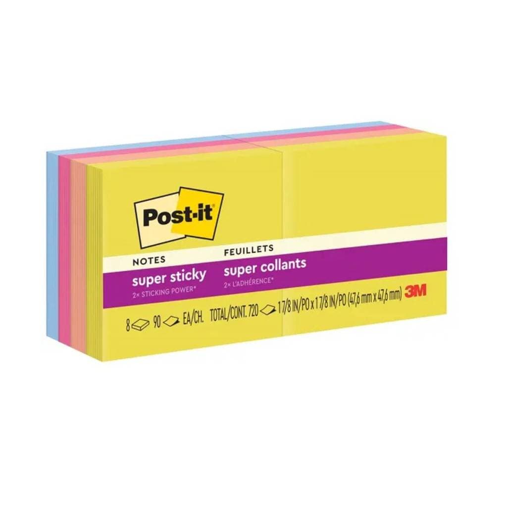 Bloco de notas super adesivas Post-it 654 coleção Alegria 8 blocos de 47x47mm 720 folhas 3M