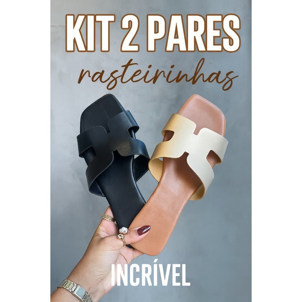 Kit 2 Pares Rasteirinha Feminina Moderna 2026 Rasteira Chinelo Flat Confortável