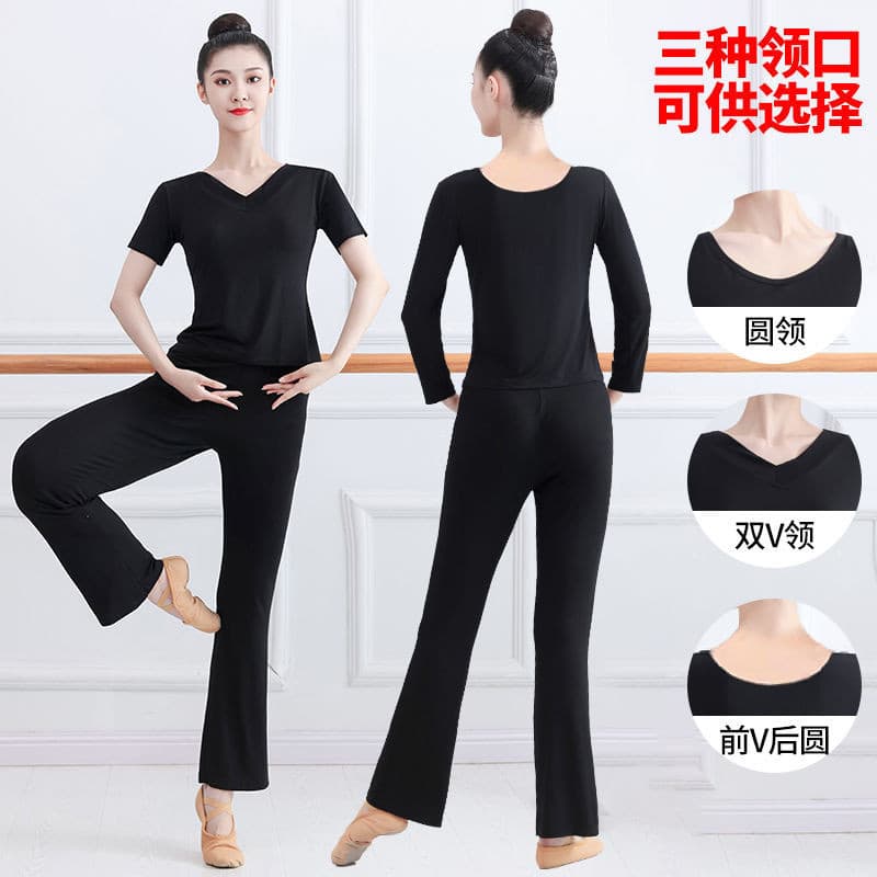 [WDF] Preto de alta elasticidade tecido arte ciência estudante competição tamanho padrão Bodysuit terno de dança Yoga te