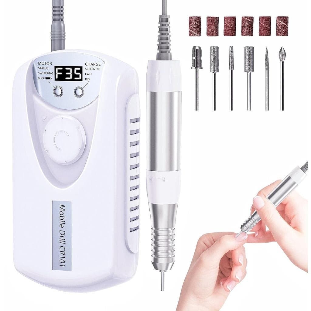 Lixa Elétrica Profissional para Unhas: COYZU 35000RPM Máquina de Lixar Unhas Portátil Sem Fio com Pontas, Lixa Elétrica