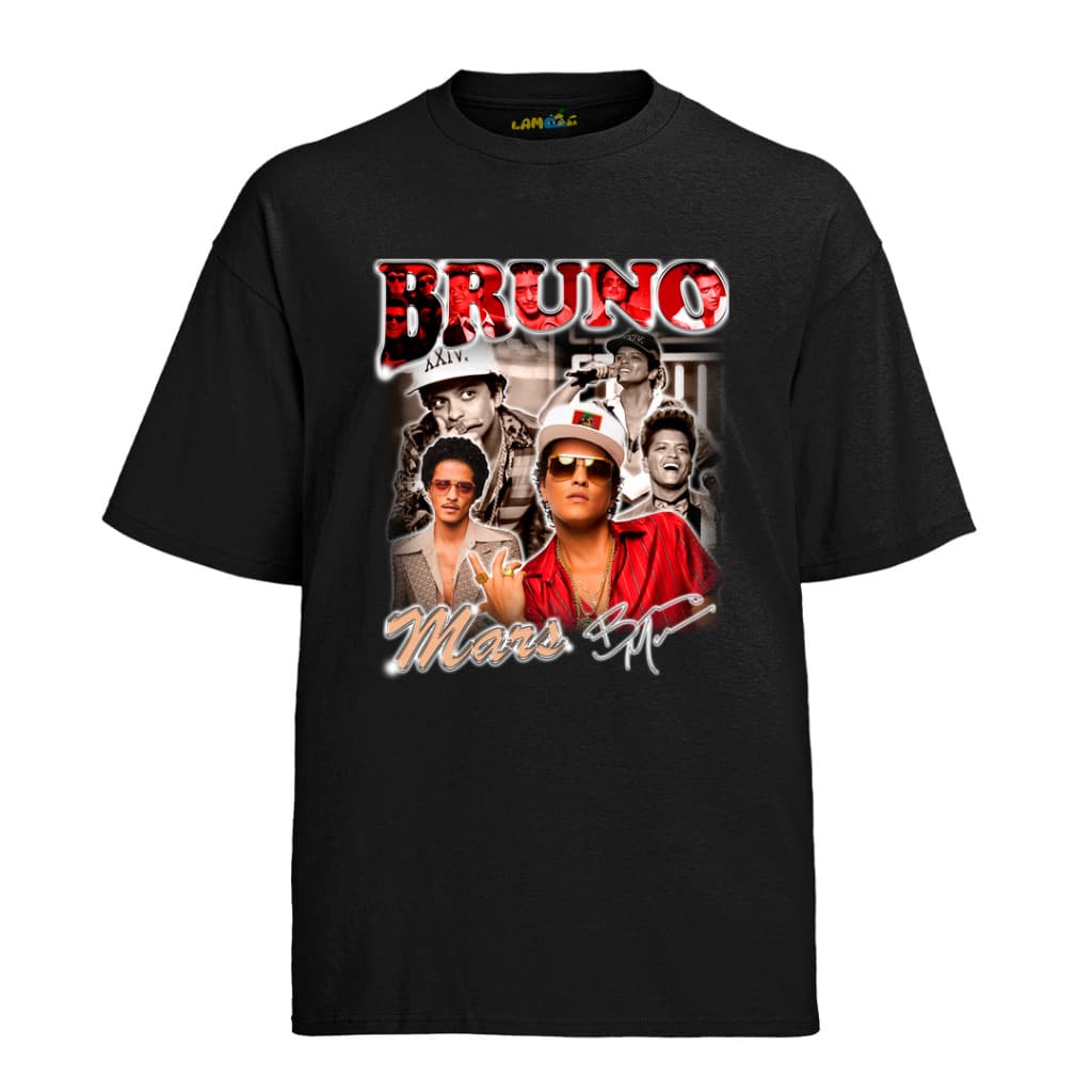 Camiseta Algodão Unissex Tshirt Feminina Graphic Tee Bruno Mars Tour Camisa Masculina