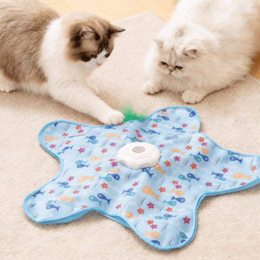 Brinquedo Interativo para Gatos com Tapete 65cm Movimento 360° Recarregável USB-C