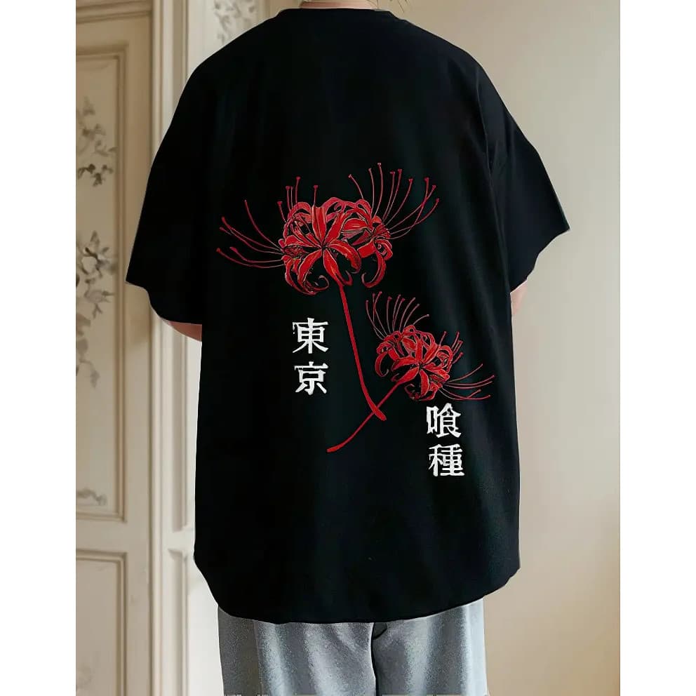 Camiseta Unissex Oversized Tokyo Lily Anime Japonês Graphic