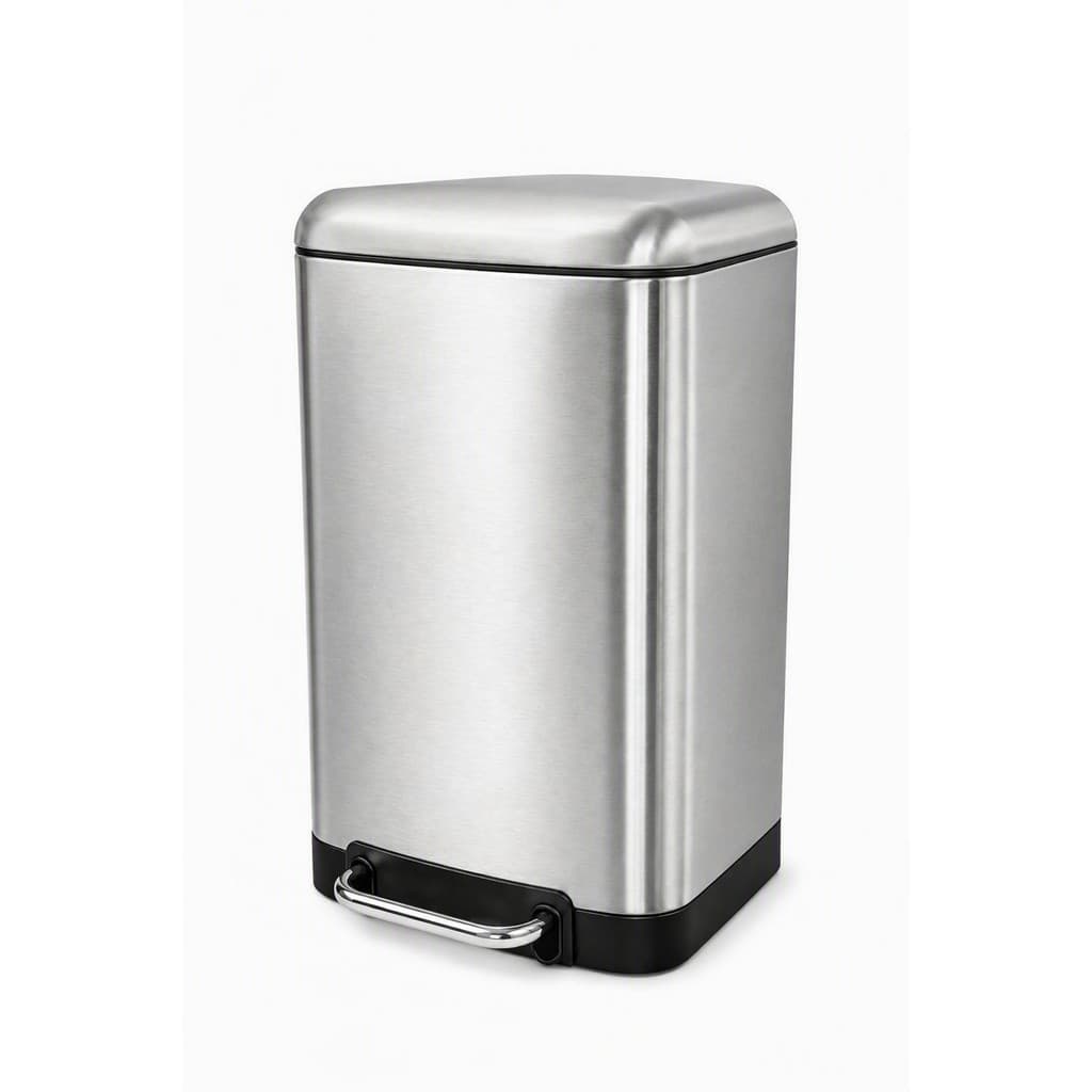 Lixeira Inox Pedal 30 Litros Retangular Grande Fechamento Suave Premium