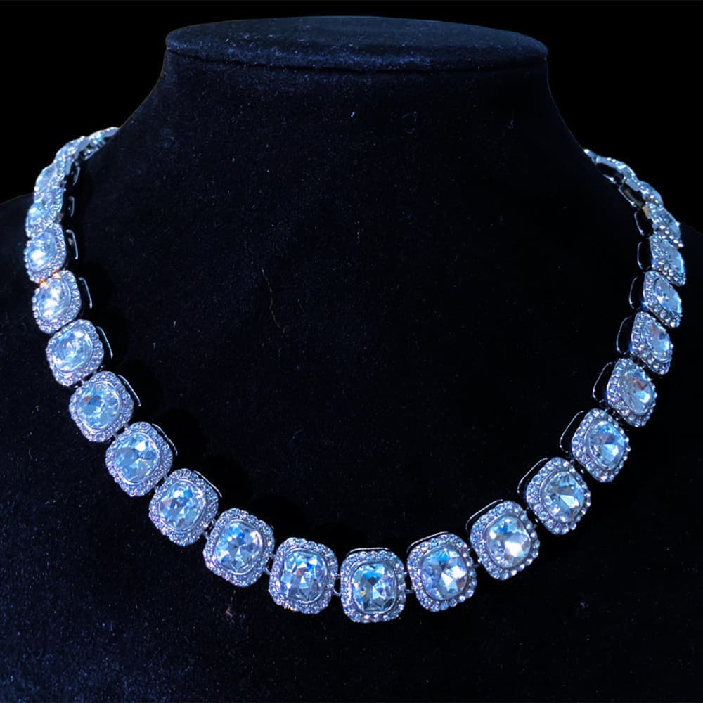 Colar quadrado de cristal com corrente, estilo hip-hop, colar cubano masculino com diamantes 5SIC