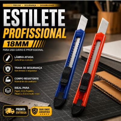 Estilete Para Aplicação envelopamento Vinil Adesivo Estreito Plástico  - Lâmina 9mm