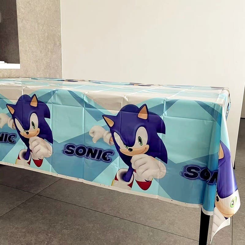 Toalha De Mesa Plástica Descartável Sonic The Hedgehog De 137 * 183 Cm Para Crianças , Festa Festiva , Evento , Decoraçã