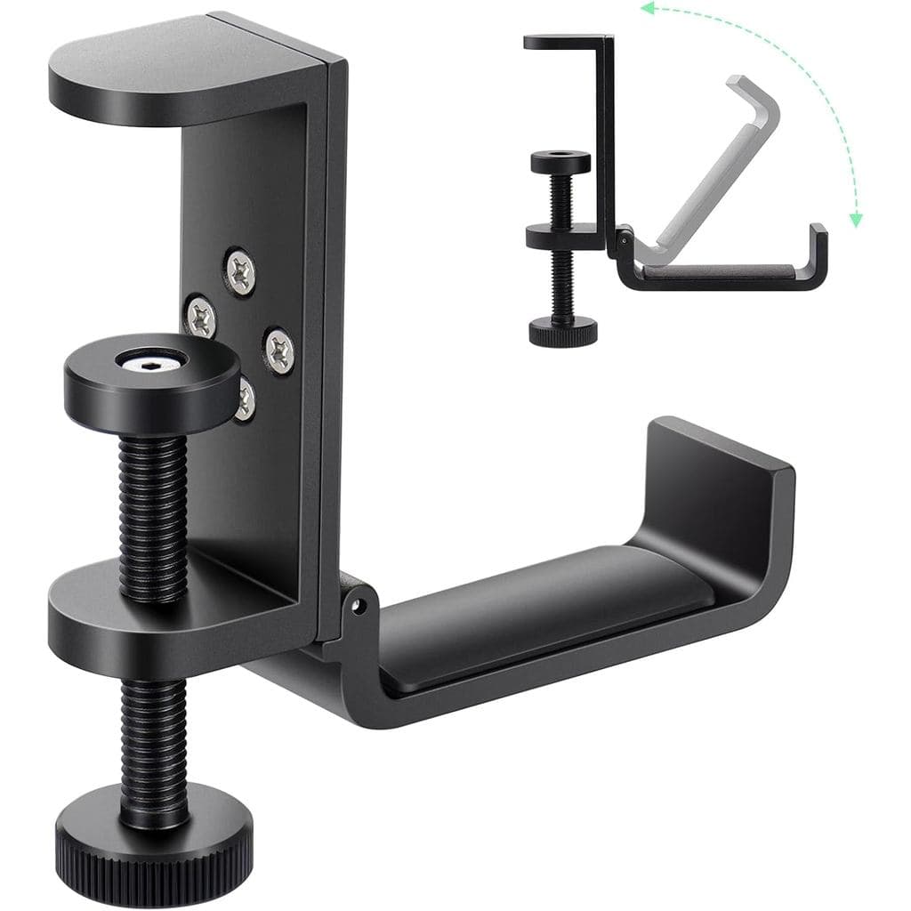 Suporte de Fone de Ouvido Dobrável em Alumínio para Mesa, Suporte para Headset de Mesa, Gancho para Mochila de Mesa, Gan