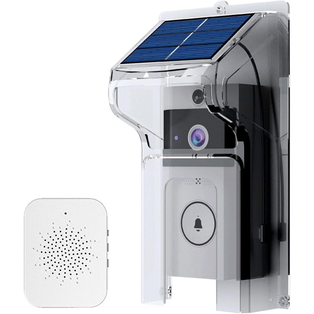 Câmera de Campainha de Vídeo WiFi Sem Fio com Capa Solar à Prova de Chuva - Áudio Bidirecional, Visão Noturna, Armazenam
