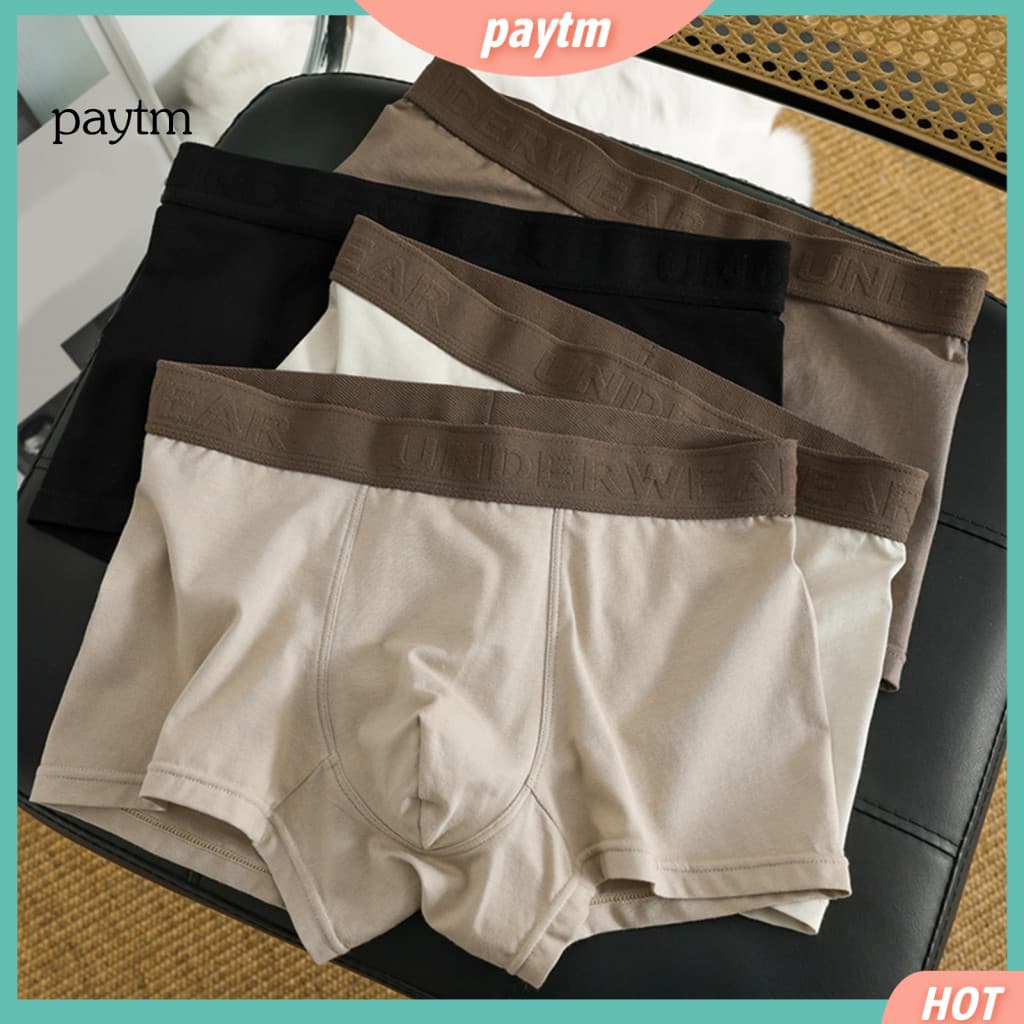 High Elasticity Boxers Elastic Men Underwear Men's Mid-rise Boxer Briefs Breathable Color Patchwork Design U-convex Pouc