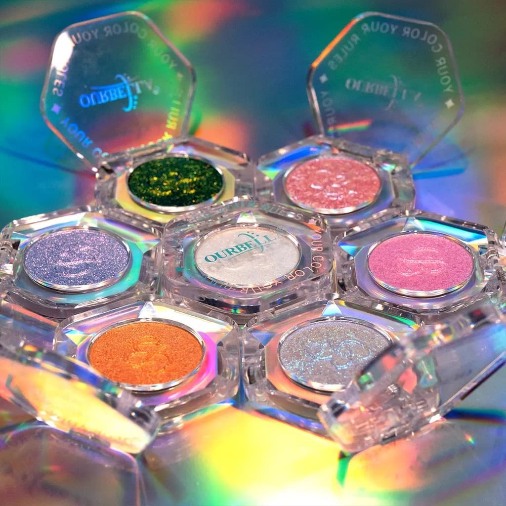 Sombras Únicas Multicromáticas Ourbella , Sombra Brilhante E , Brilho Iridescente , Sem Talco , Holográficas , Mudança D