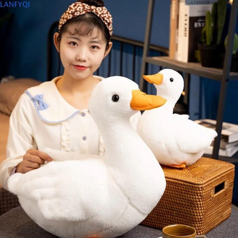 LANFYQI Ganso Branco Recheado , Travesseiro Macio 25/42cm Brinquedo De Pelúcia De Pato , Simulado Realista