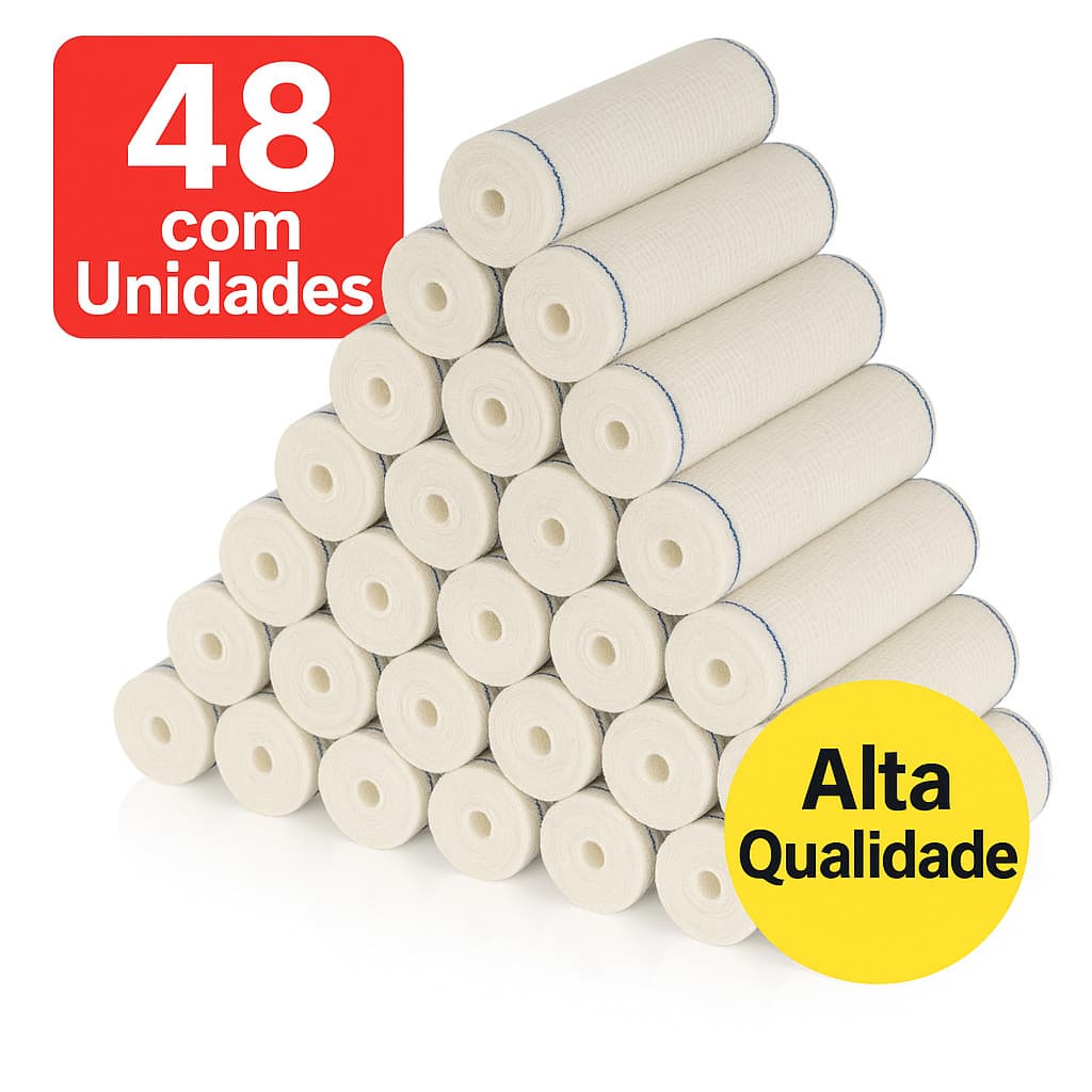 Kit 48 un Faixa Curativo Atadura Crepom Crepe 13 Fios Alta Qualidade Absorção Elasticidade Orthocrem