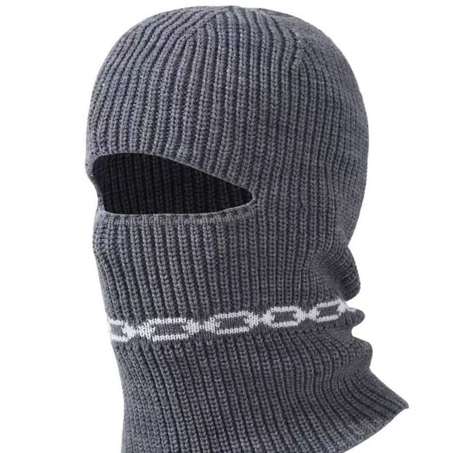 Balaclava multifuncional, gorro para clima frio, máscara facial, tricotada para aquecer e de dupla utilização.