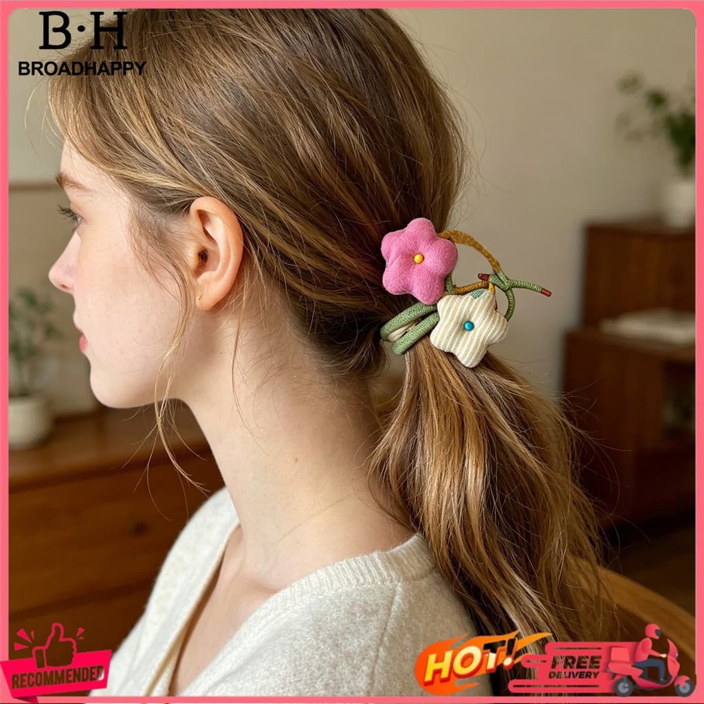 [BH] 1 Par De Laços De Cabelo Para Meninas , Alta Elasticidade , Algodão Macio , Textura Cheia , Decoração De Estrela ,